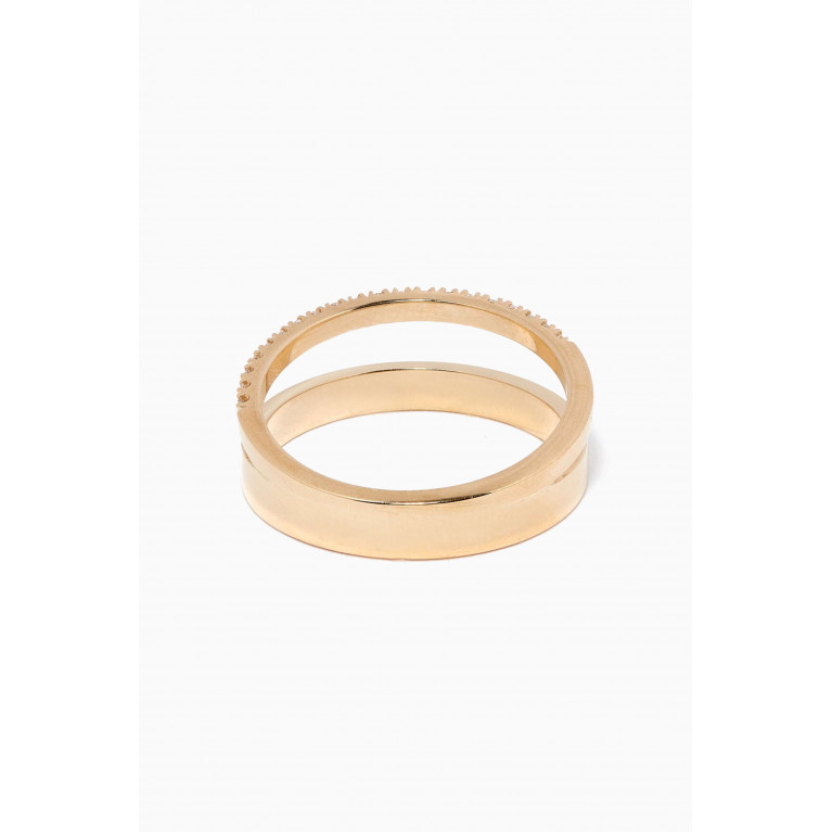 Ouverture - Diamond Line Double Ring in 14kt Yellow Gold