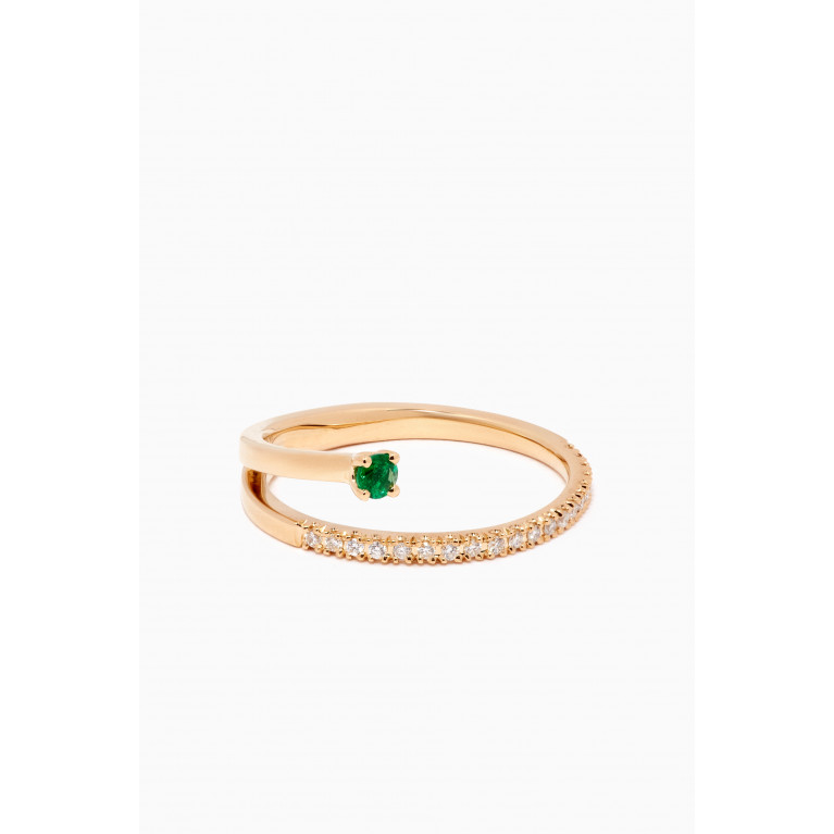 Ouverture - Diamond Spiral Ring in 14kt Yellow Gold Green