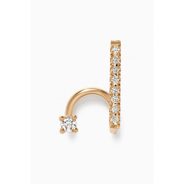 Ouverture - Diamond Line Spiral Single Earring in 14kt Yellow Gold White