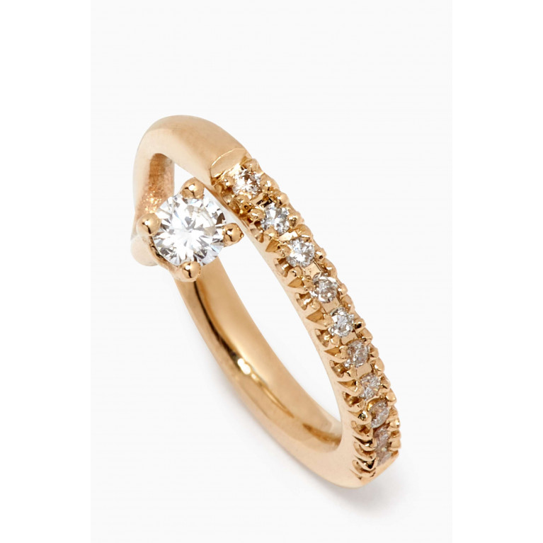 Ouverture - Floating Diamond Line Single Earcuff in 14kt Yellow Gold White