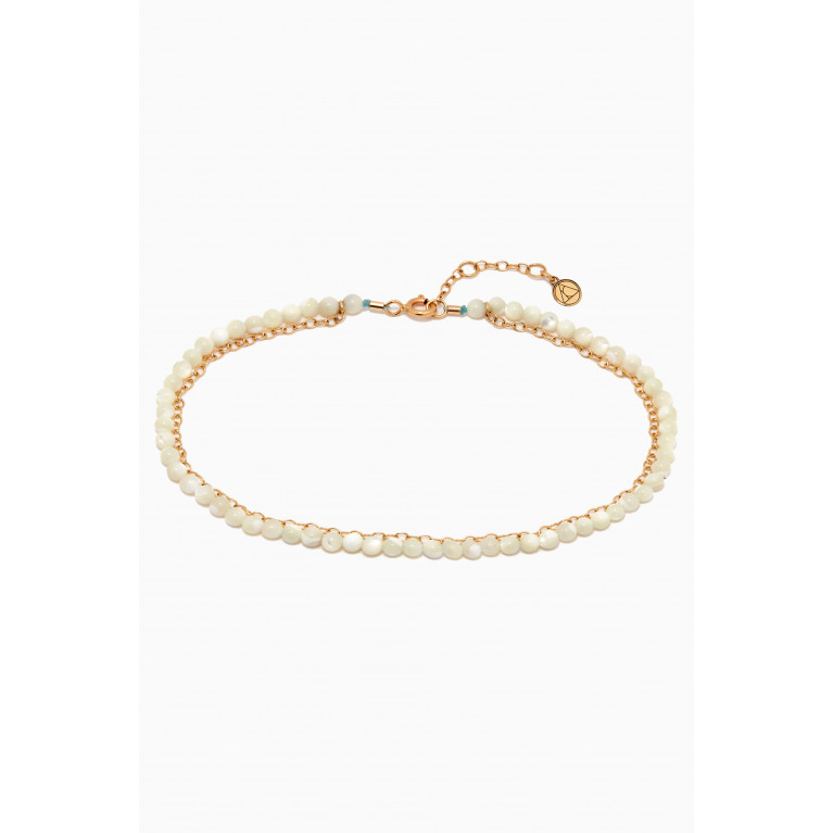 The Alkemistry - Mother of Pearl Anklet in 18kt Yellow Gold