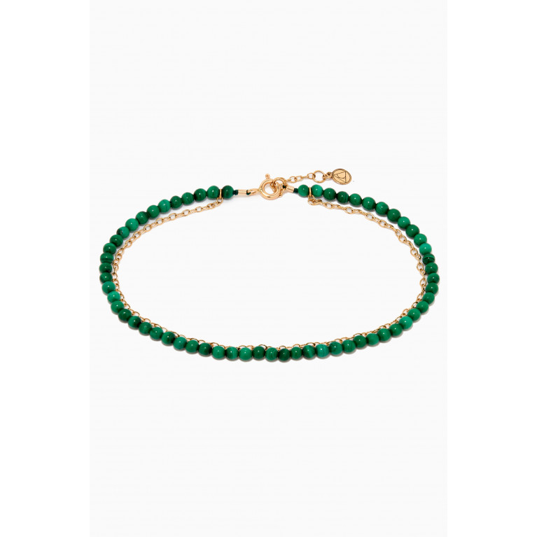 The Alkemistry - Malachite Anklet in 18kt Yellow Gold