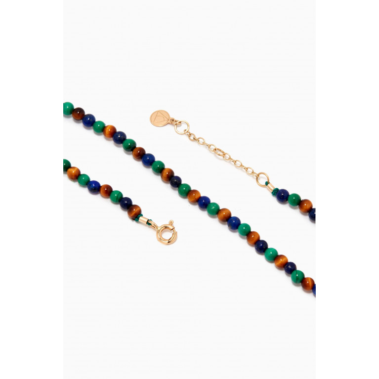 The Alkemistry - Malachite, Lapis & Tiger Eye Anklet in 18kt Yellow Gold