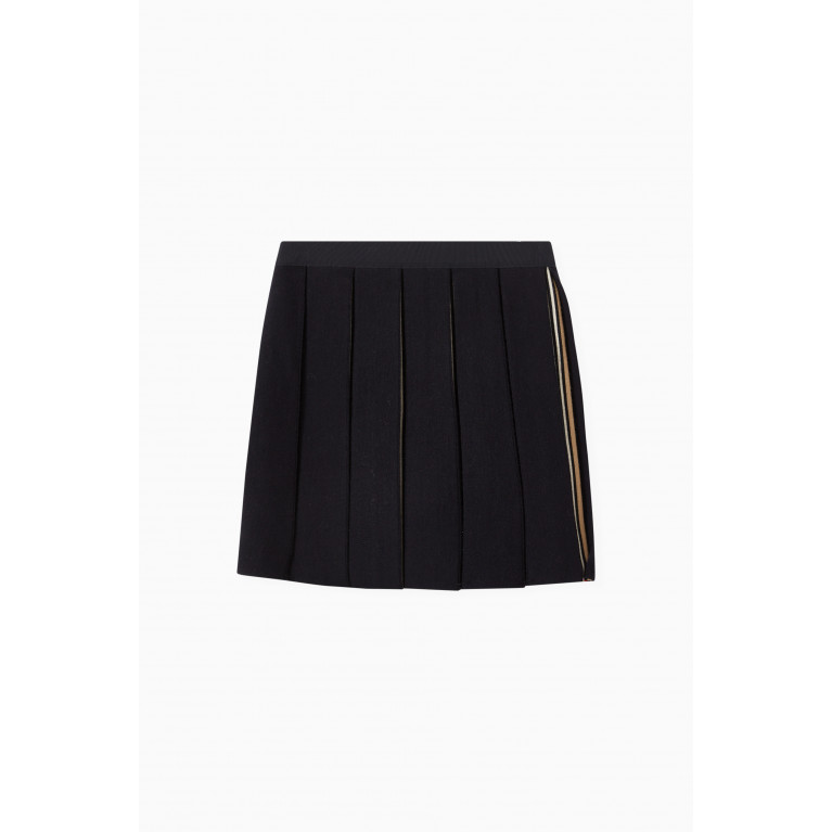 Burberry - Icon Stripe Detail Pleated Skirt in Wool Blend