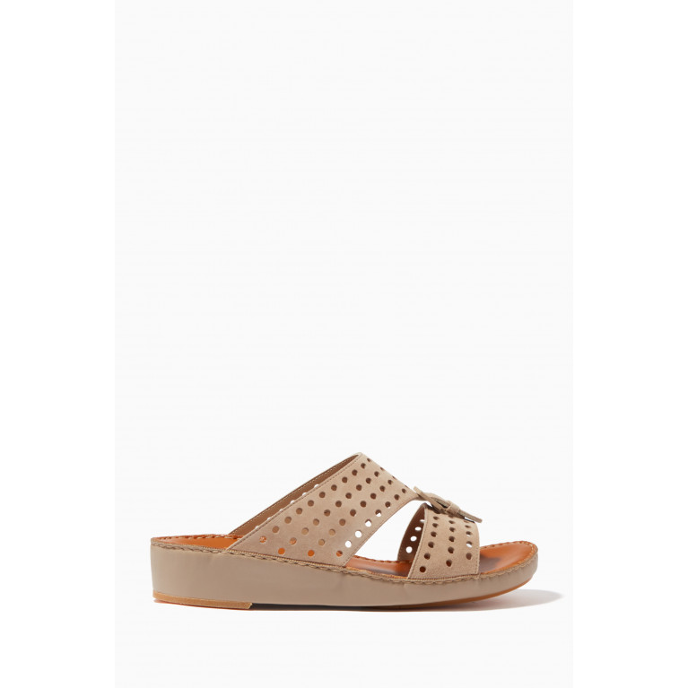 Private Collection - Cinghia Perforato Sandals in Suede Neutral