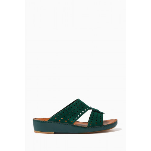 Private Collection - Cinghia Perforato Sandals in Suede Green