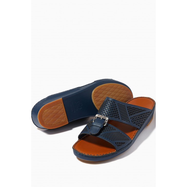 Private Collection - Cinghia Perforato Sandals in Softcalf Blue