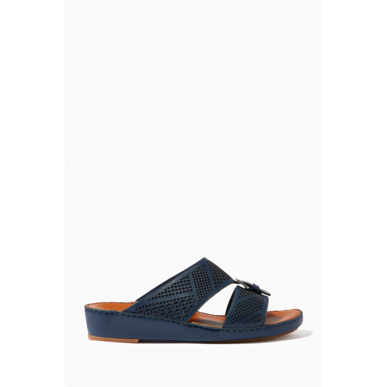 Private Collection - Cinghia Perforato Sandals in Softcalf Blue