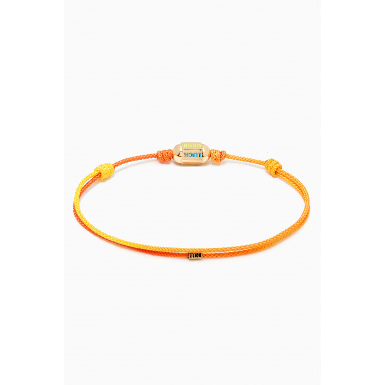 Luis Morais - "Good Luck" Hexagon Bolt on Cord Bracelet in 14kt Yellow Gold Orange