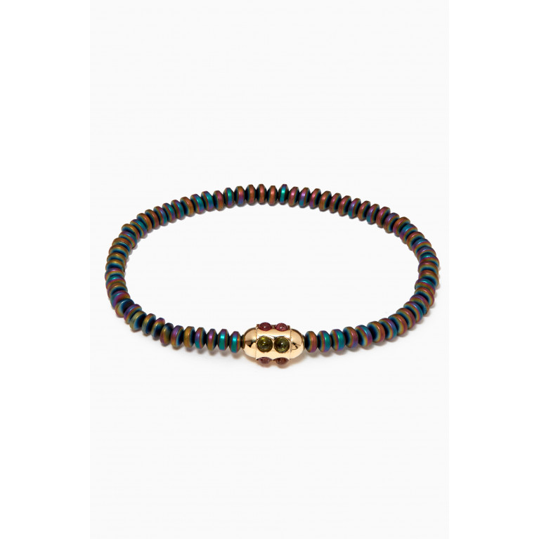 Luis Morais - Round Bolt with Tourmaline Beaded Bracelet in 14kt Yellow Gold