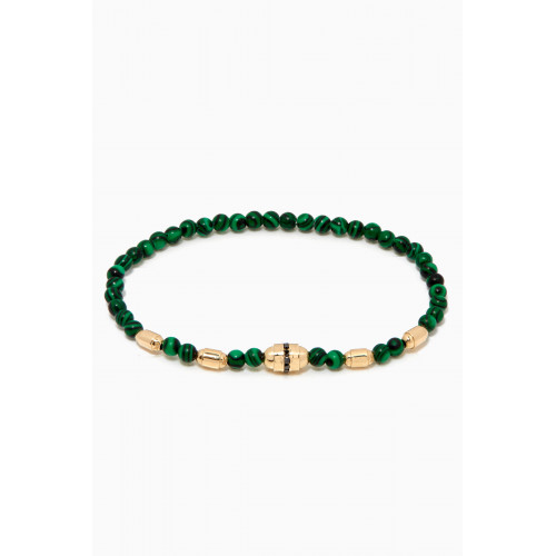 Luis Morais - Round Bolt with Black Diamonds Beaded Bracelet in 14kt Yellow Gold