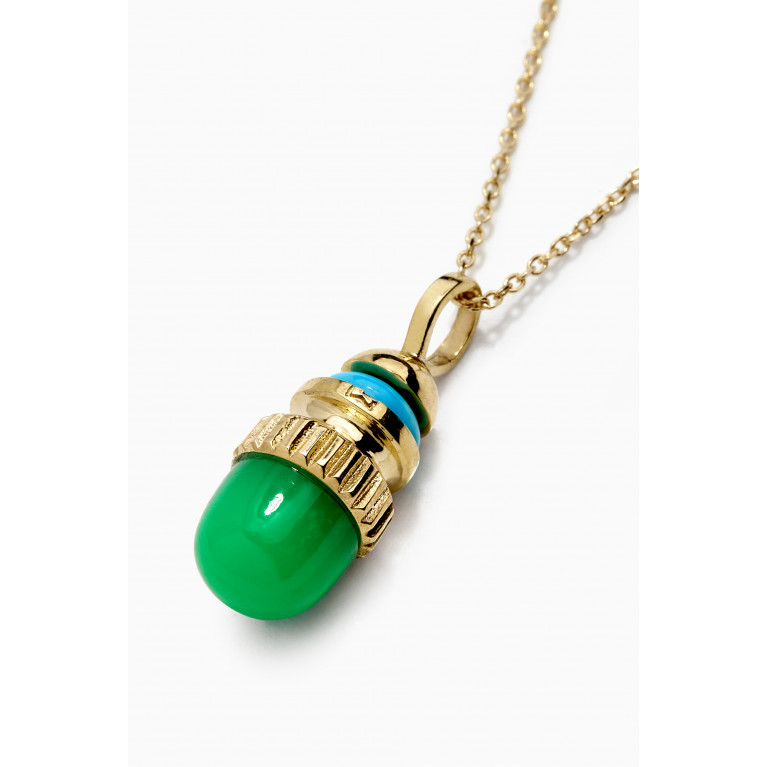 Luis Morais - Amulet Pendant with Turquoise & Chrysoprase in 14kt Yellow Gold Blue