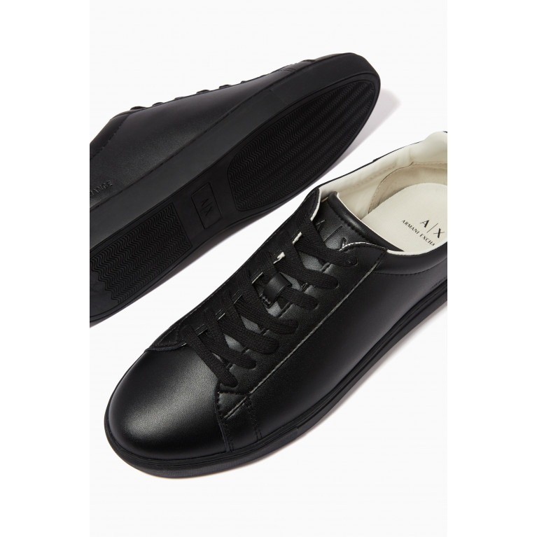 Armani Exchange - Embossed Logo Sneakers in Leather Black