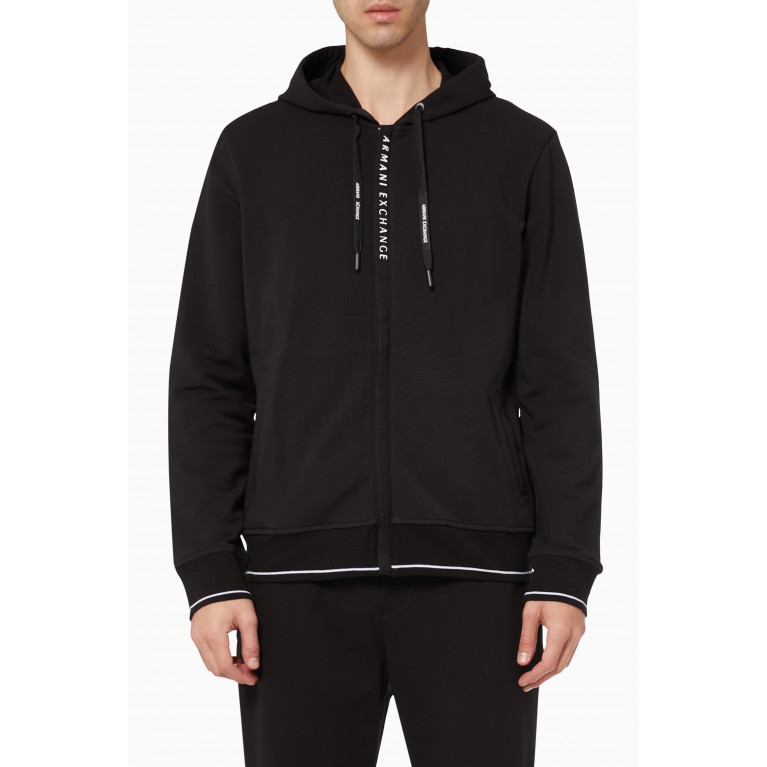 Armani Exchange - Zip-Up Hooded Sweatshirt in French Terry Black