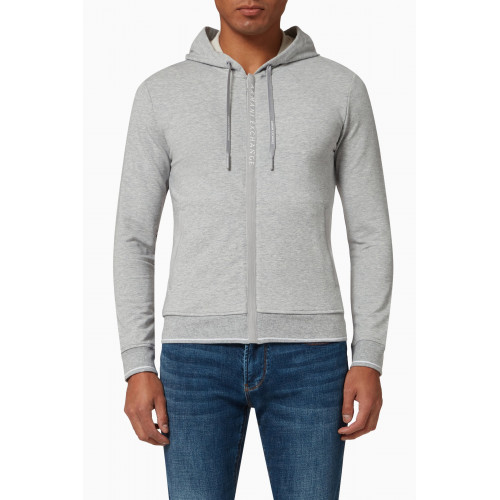Armani Exchange - Zip-Up Hooded Sweatshirt in French Terry Grey