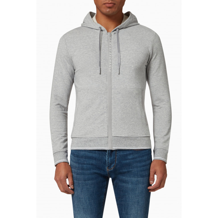 Armani Exchange - Zip-Up Hooded Sweatshirt in French Terry Grey