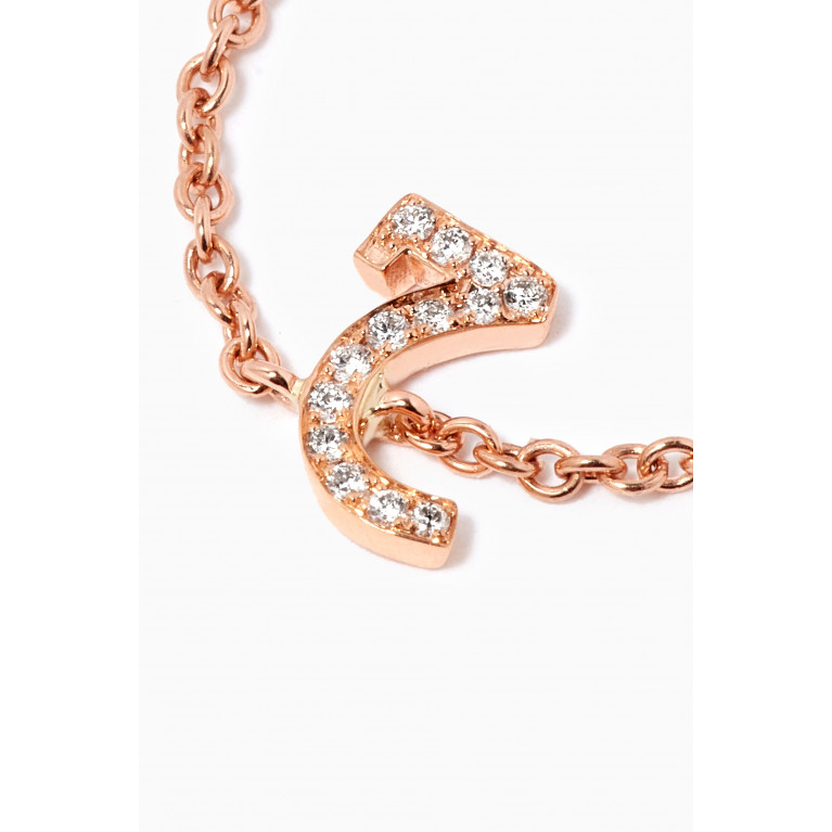 HIBA JABER - "H" Letter Chain Ring with Diamonds in 18kt Rose Gold