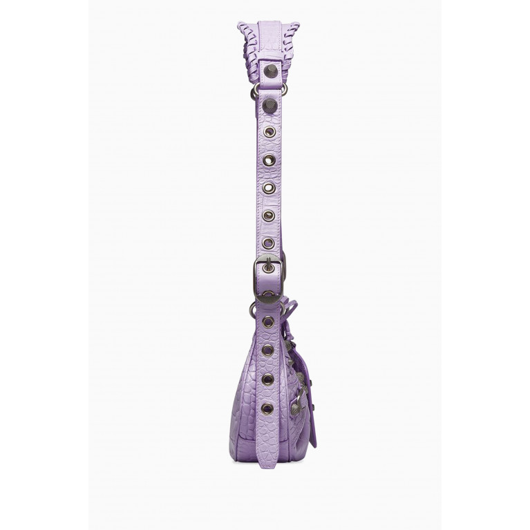 Balenciaga - Le Cagole XS Shoulder Bag in Crocodile Embossed Calfskin Purple