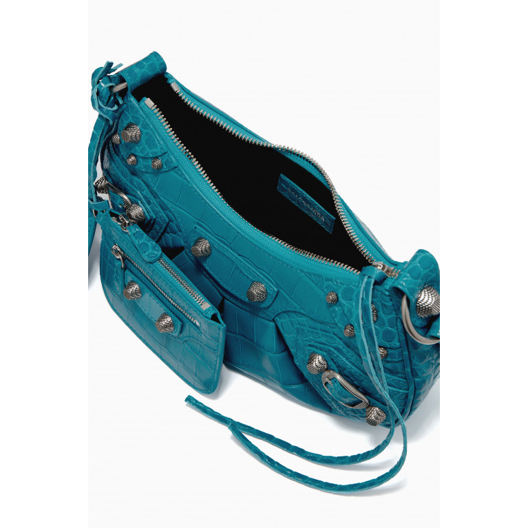 Balenciaga - Le Cagole XS Shoulder Bag in Crocodile Embossed Calfskin Blue