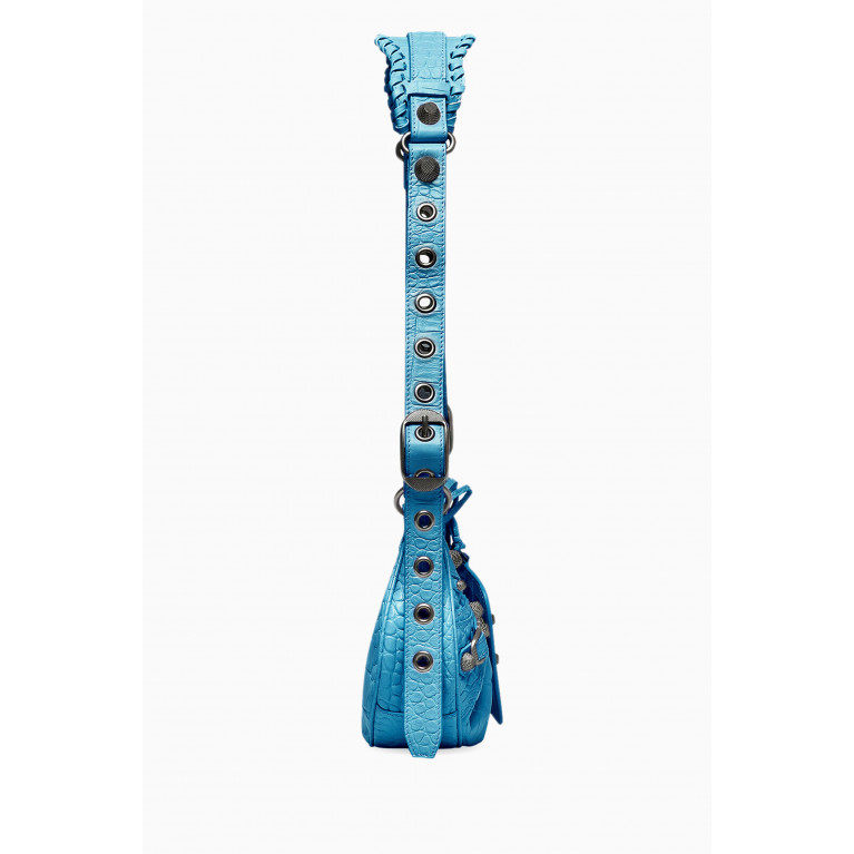 Balenciaga - Le Cagole XS Shoulder Bag in Crocodile Embossed Calfskin Blue