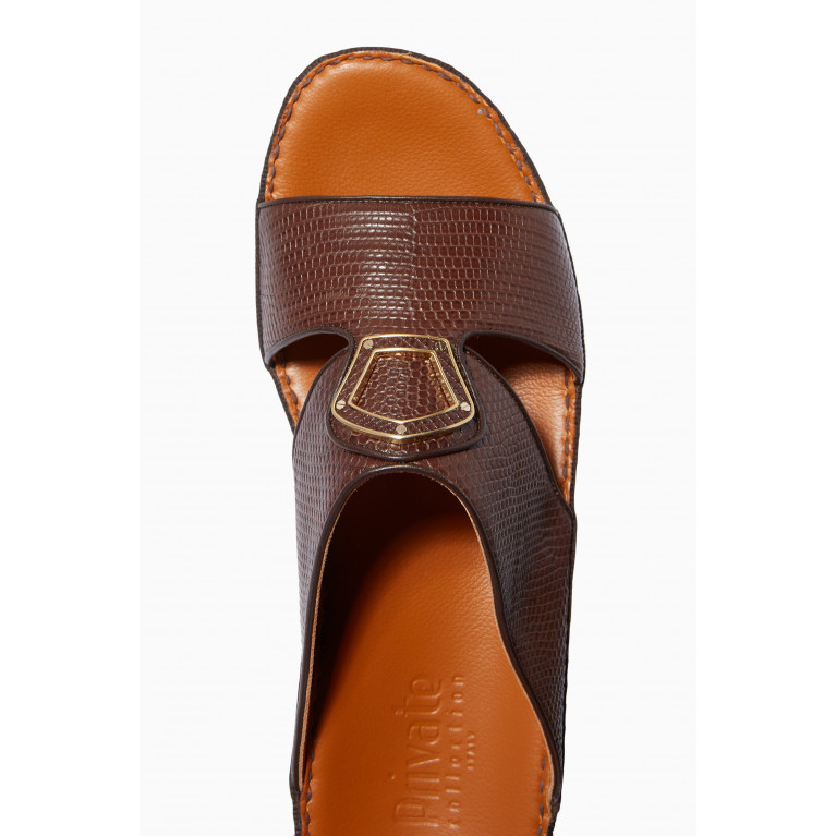 Private Collection - Peninsula Sandals in Lizard Leather Brown