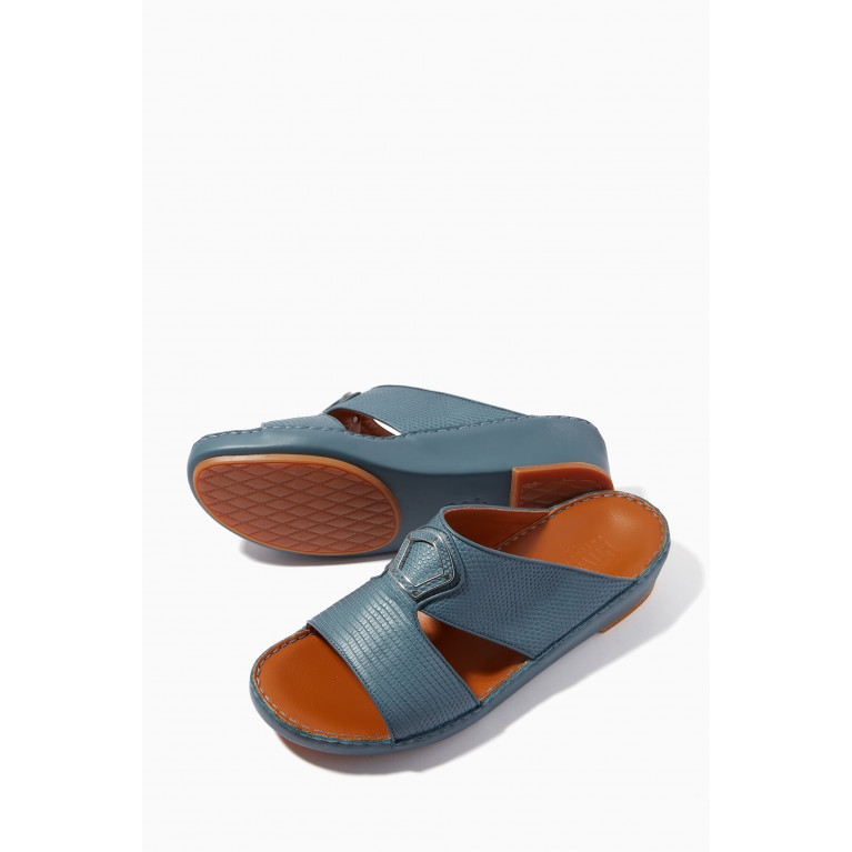 Private Collection - Peninsula Sandals in Lizard Leather Blue
