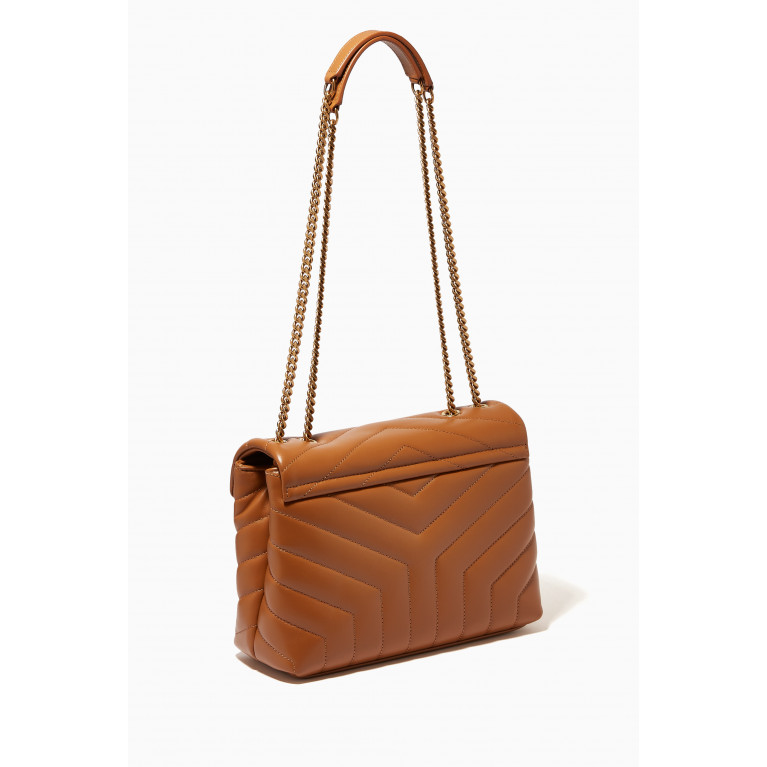 Saint Laurent - Small Loulou Bag in "Y" Matelassé Leather Brown