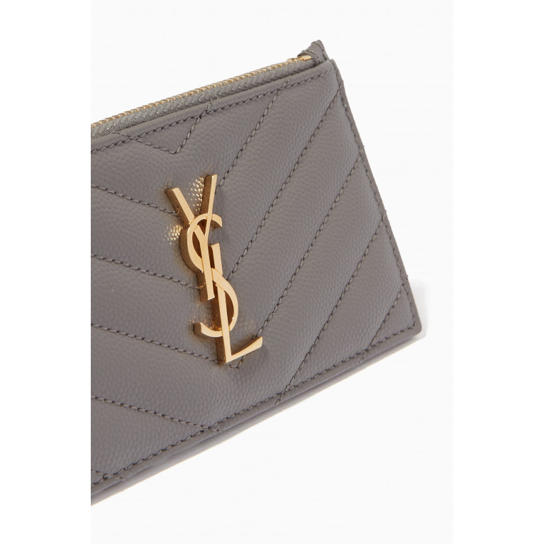 Saint Laurent - Cassandre Fragments Zip Card Case in Matelassé Leather