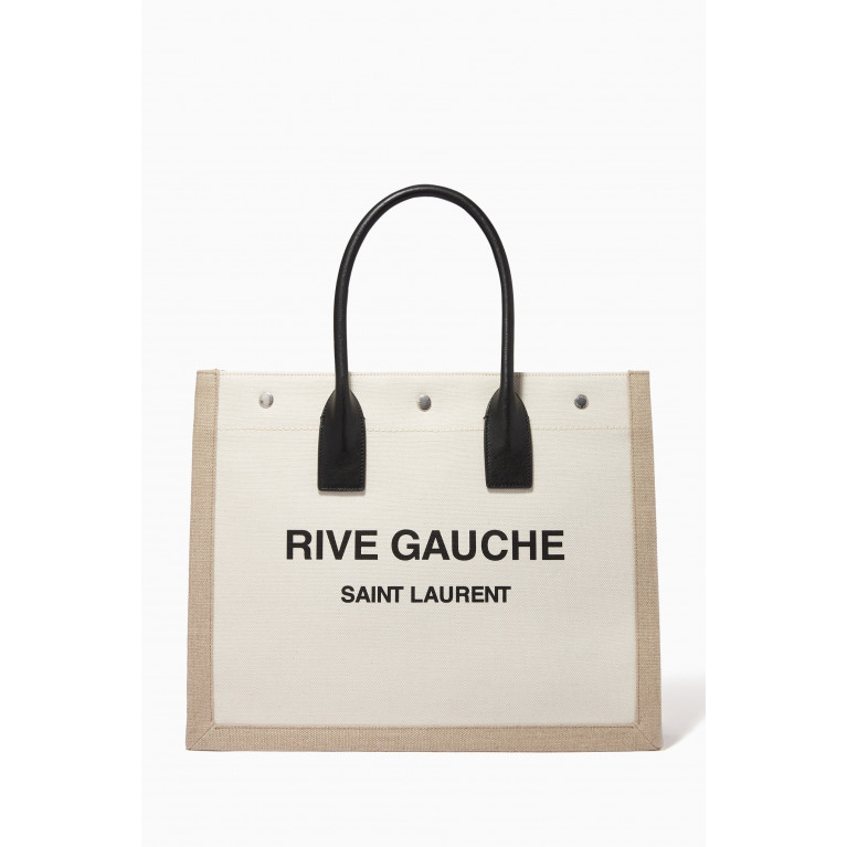 Saint Laurent - Rive Gauche Tote Bag in Linen & Leather