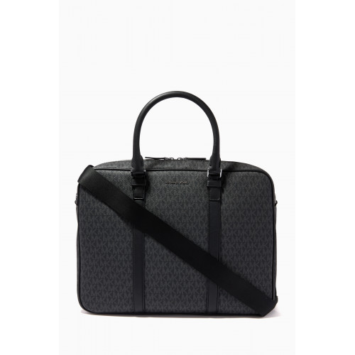 MICHAEL KORS - Hudson Logo Briefcase in Canvas & Leather