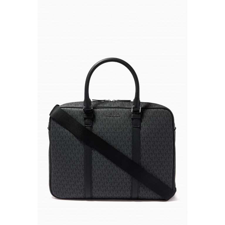 MICHAEL KORS - Hudson Logo Briefcase in Canvas & Leather