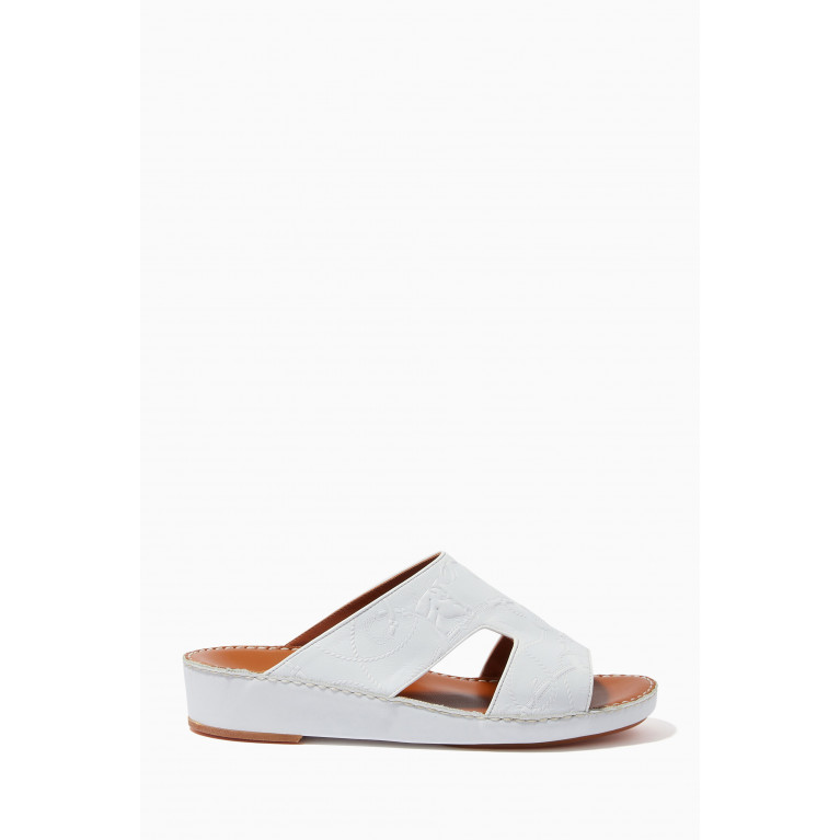 Arca Sandals in Equestra Embossed Softcalf White