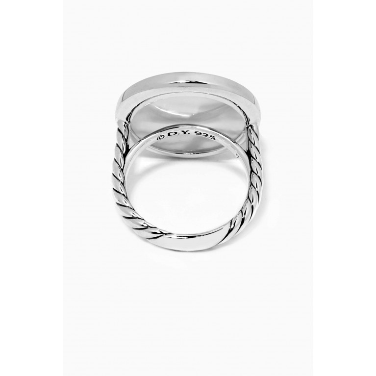 David Yurman - DY Elements® Button Ring with Turquoise & Pavé Diamonds in Sterling Silver White
