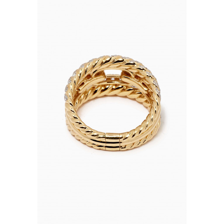 David Yurman - Stax Three Row Diamond Pavé Chain Link Ring in 18kt Yellow Gold
