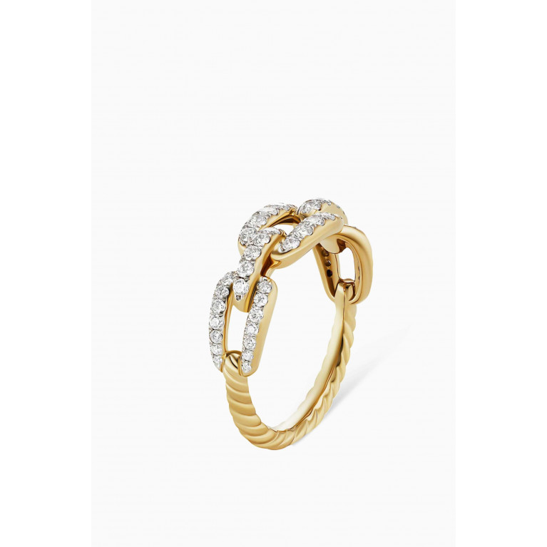 David Yurman - Stax Diamond Pavé Chain Link Ring in 18kt Yellow Gold