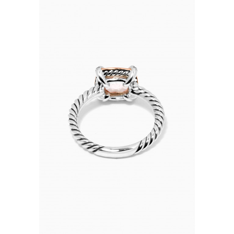 David Yurman - Petite Châtelaine® Morganite & Pavé Diamonds Ring with 18kt Rose Gold Bezel in Sterling Silver Pink