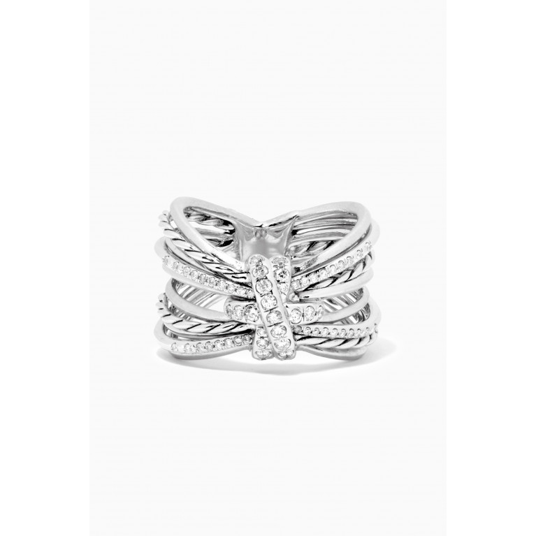 David Yurman - Angelika™ Four Point Ring with Pavé Diamonds in 18kt White Gold