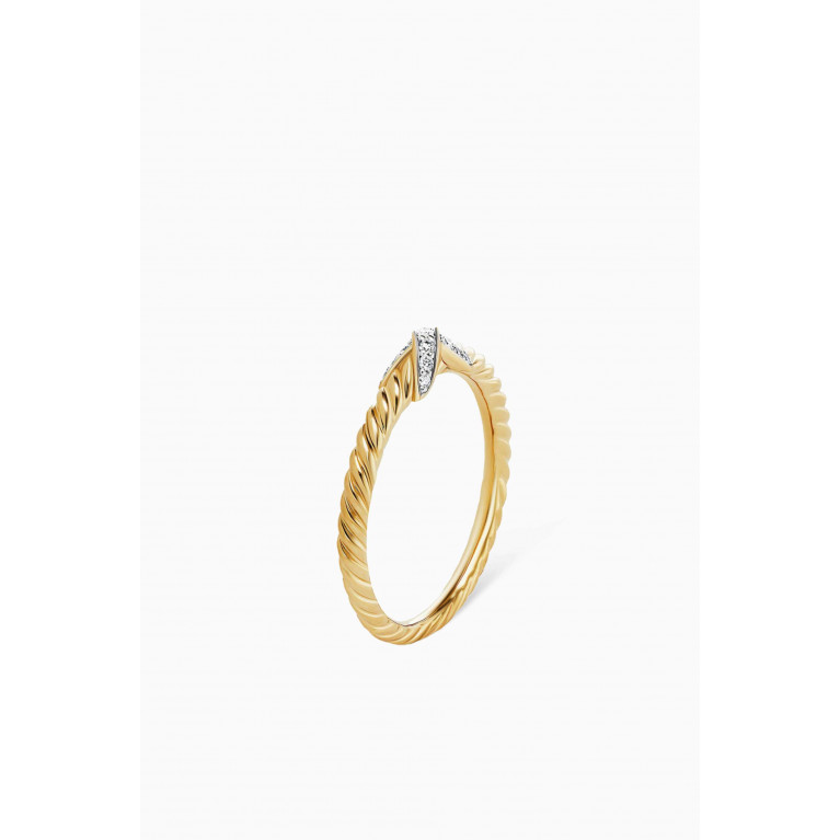 David Yurman - Petite X Ring with Pavé Diamonds in 18kt Yellow Gold
