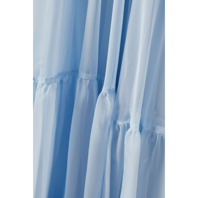 Mac Duggal - Ruffle Tiered Cut-out Gown in Chiffon Blue