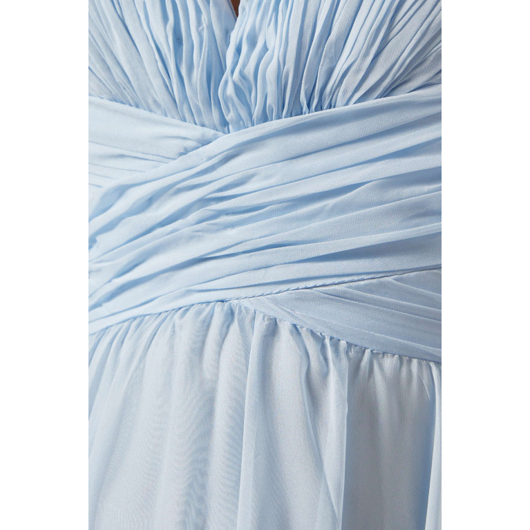 Mac Duggal - Ruffle Tiered Cut-out Gown in Chiffon Blue