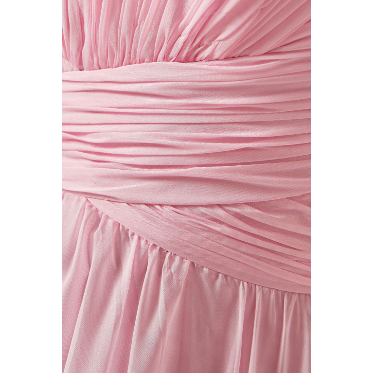 Mac Duggal - Ruffle Tiered Cut-out Gown in Chiffon Pink