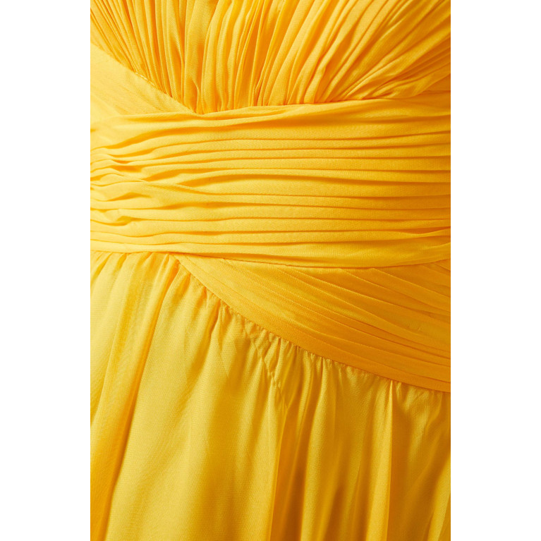 Mac Duggal - Ruffle Tiered Cut-out Gown in Chiffon Yellow