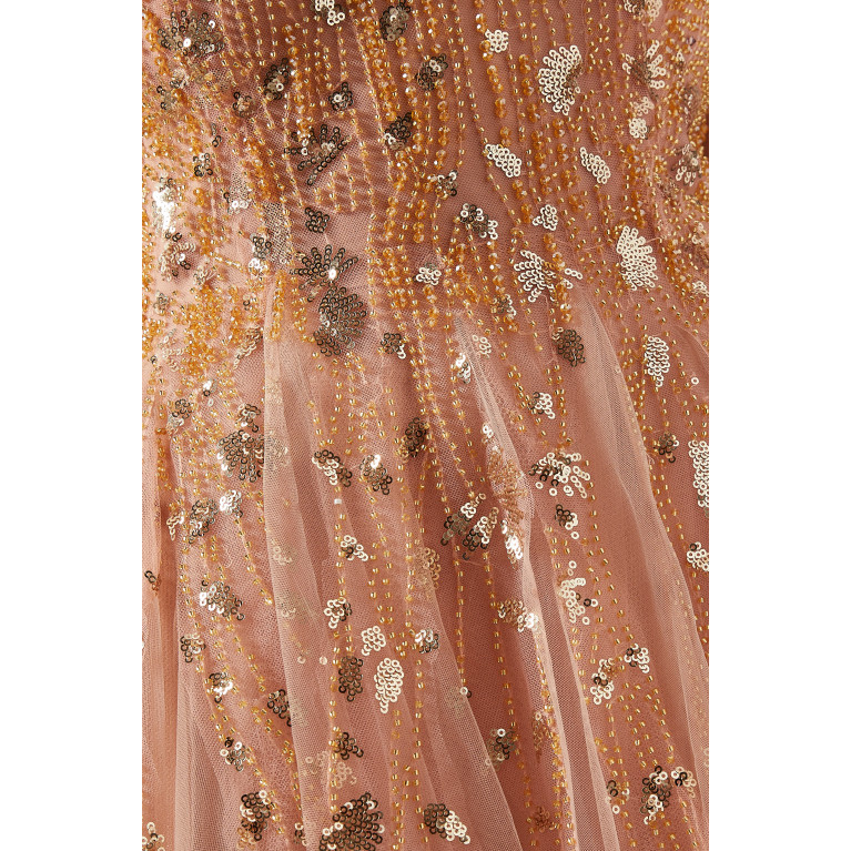 Mac Duggal - Illusion Beaded Gown in Tulle Pink