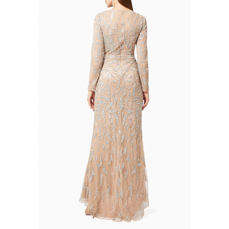 Mac Duggal - Beaded Gown in Tulle Neutral