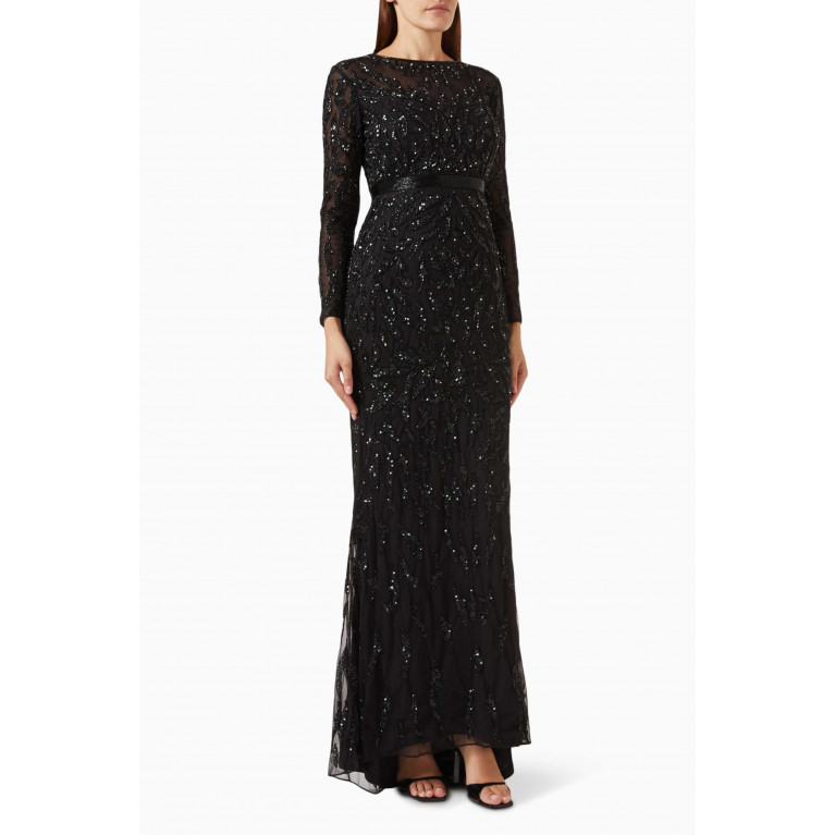 Mac Duggal - Sequin-embellished Gown in Mesh Black