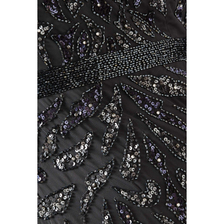 Mac Duggal - Sequin-embellished Gown in Mesh Grey