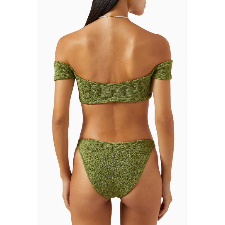 Hunza G - Brigette Off-shoulder Bikini Set in Crinkle Fabric