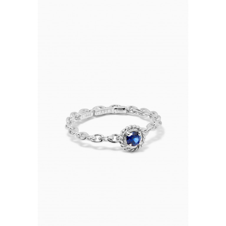 Gafla - Salasil Solitaire Blue Sapphire Ring in 18kt White Gold White