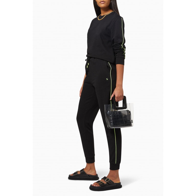 NASS - Claire Neon Piping Sweatpants in Cotton Black