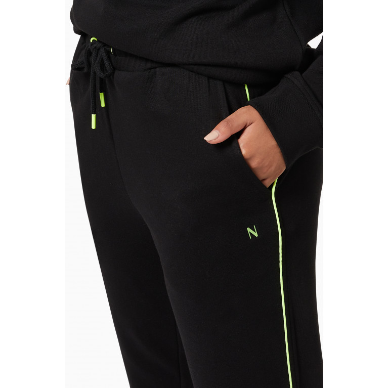 NASS - Claire Neon Piping Sweatpants in Cotton Black